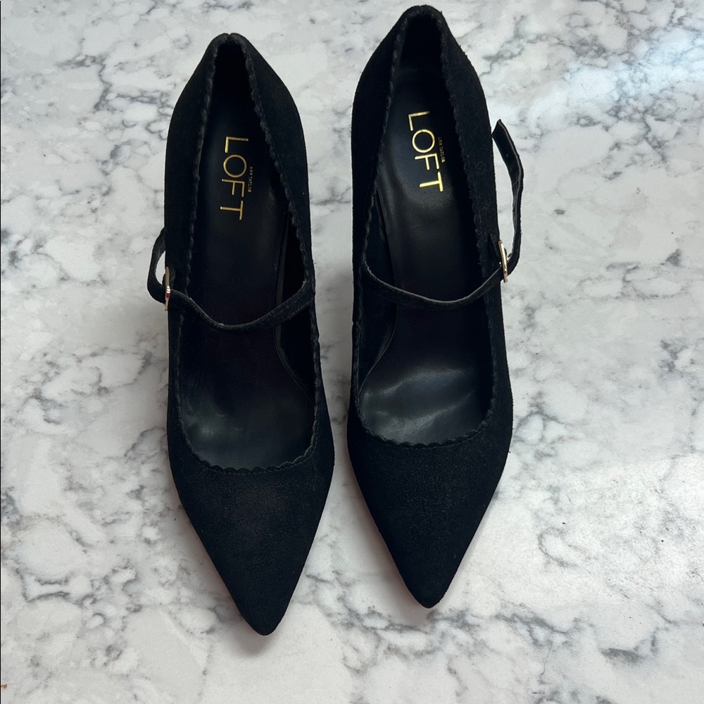 LOFT Black Suede Heels